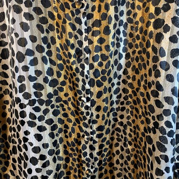 Vintage Yves St. Clair Petites Leopard Print Top Size 4P Button Up Long Sleeve - Picture 7 of 9